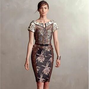 Anthropologie Embroidered Brocade Dress From Beguile by Byron Lars Sz 4 - NWT